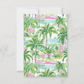 Preppy roze en groene tropische palmboom notitiekaartje (Achterkant)