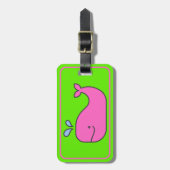 Preppy roze en groene walvis gepersonaliseerd bagagelabel (Voorkant verticaal)