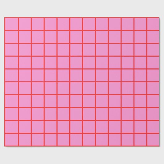 Preppy Roze en het Patroon van het Rood Net Cadeaupapier (Vlak)