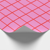 Preppy Roze en het Patroon van het Rood Net Cadeaupapier (Hoek)
