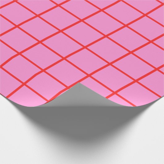 Preppy Roze en het Patroon van het Rood Net Cadeaupapier (Hoek)