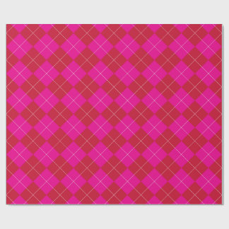 Preppy Roze en Rode Argyle Kerstvakantie Cadeaupapier