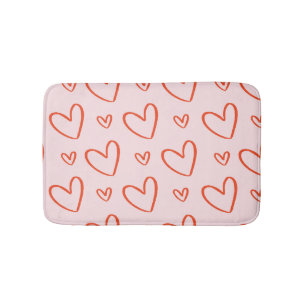 Preppy roze en rood hart illustraties badmat