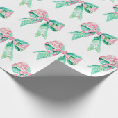 Preppy Roze en Turquoise Bloemenbogen Cadeaupapier (Hoek)