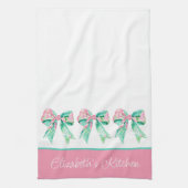 Preppy Roze en Turquoise Bloemenbogen Gepersonalis Theedoek (Verticaal)