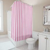 Preppy roze en White Stripes Geometric Pattern Douchegordijn (In situ)