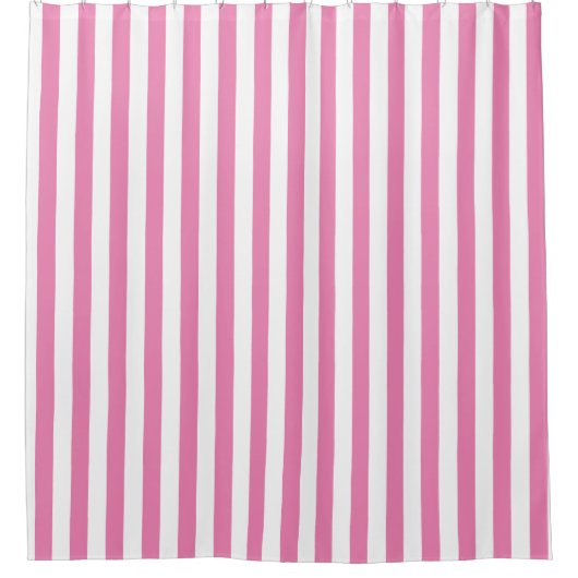 Preppy roze en White Stripes Geometric Pattern Douchegordijn (Voorkant)