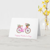 Preppy roze fiets kaart (Gele Bloem)