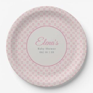 Preppy Roze Geruite Baby Shower Papieren Bordje