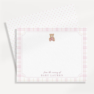 Preppy Roze Geruite Teddyshower Verjaardagskaart Kaart