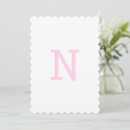 Preppy Roze Ginger Pot Monogram Eerste Banner Kaart (Staand voorkant)