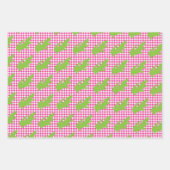 Preppy roze gingham groene alligator kleurrijke pl inpakpapier vel (Voorkant)