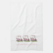 Preppy roze golfkarretjes gepersonaliseerd theedoek (Verticaal)