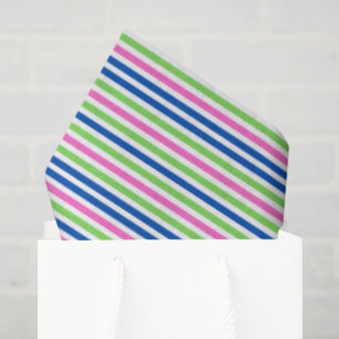 Preppy Roze Groen en Marineblauwe Strepen Tissuepapier