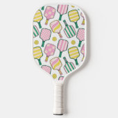 Preppy Roze Groen & Geel Pickleball Monogram Paddle (Achterkant)