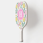 Preppy Roze Groen & Geel Pickleball Monogram Paddle (Links)