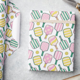 Preppy Roze Groen & Geel Pickleball Paddles Cadeaupapier