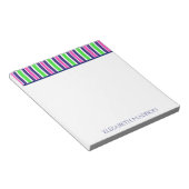Preppy Roze Groen Marineblauw Streep Monogram Notitieblok (Schuin)