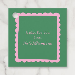 Preppy Roze Groene Fantasievolle Rand Geschenk Van Bedankjes Labels