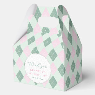 Preppy Roze Groene Golf Thema 1e Verjaardagsfeestj Bedankdoosjes