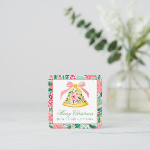Preppy Roze & Groene Kerst Bell Gift Enclosure Notitiekaartje