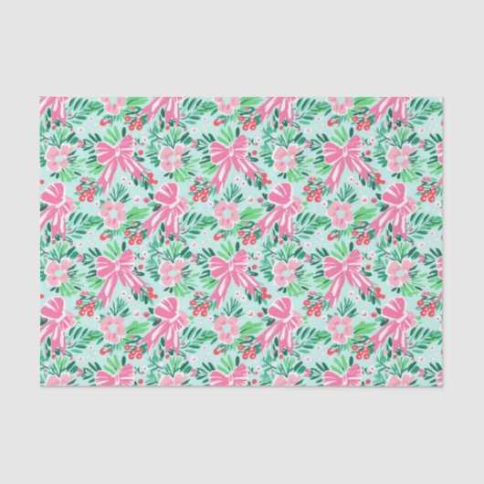 Preppy Roze & Groene Kerst Bogen & Garland Tissuepapier (Voorkant)