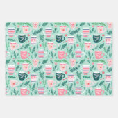 Preppy Roze & Groene Kerst Mokken Truien & Petten Inpakpapier Vel (Voorkant)