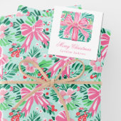 Preppy Roze & Groene Kerst Present Behuizing Notitiekaartje