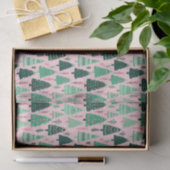 Preppy roze & groene kerstbomen tissuepapier (Geschenk)