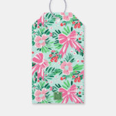 Preppy Roze & Groene Kerstcadeau Cadeaulabel (Achterkant)