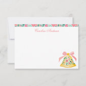 Preppy Roze & Groene Palm Beach Kerstbel Bedankkaart (Voorkant)