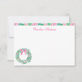 Preppy Roze & Groene Palm Beach krans Bedankkaart (Voorkant)