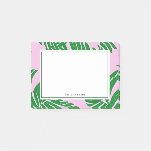 Preppy roze groene palmboom post-it® notes (Voorkant)