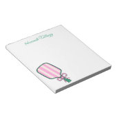 Preppy Roze & Groene Pickleball Gepersonaliseerd Notitieblok (Schuin)