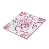 Preppy Roze Hortensia Bow Naadloos Toile Patroon Tegeltje (Zijkant)