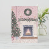 Preppy Roze Kerst Kaart (Staand voorkant)