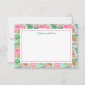 Preppy Roze Kerstmis Gingerbread Gepersonaliseerd Bedankkaart (Voorkant)