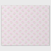 Preppy  roze kerstmuts roze strepen cadeaupapier (Vlak)