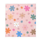 Preppy Roze Kleurrijke Bloemhart Y2K Patroon Notitieblok (Voorkant)