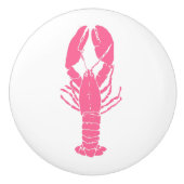 Preppy Roze Kreeft op Wit Keramische Knop (Voorkant)