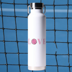 Preppy Roze LIEFDE Pickleball Wit Waterfles