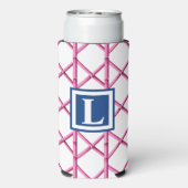 Preppy Roze Marine Trellis Bamboe Patroon Monogram (Seltzer Achterkant)