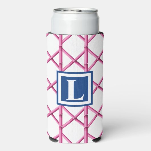Preppy Roze Marine Trellis Bamboe Patroon Monogram (Seltzer Achterkant)