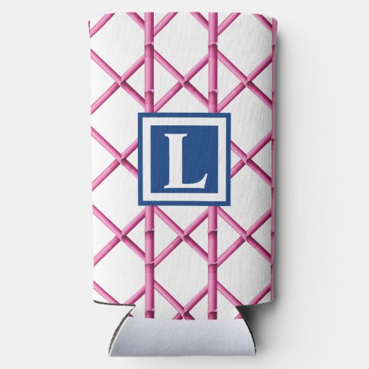 Preppy Roze Marine Trellis Bamboe Patroon Monogram (Achterkant)