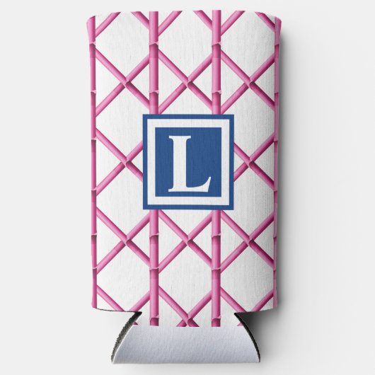 Preppy Roze Marine Trellis Bamboe Patroon Monogram (Voorkant)