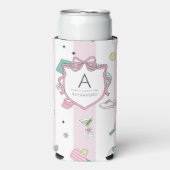 Preppy Roze Monogram Pickleball Cadeau voor Haar (Seltzer Voorkant)