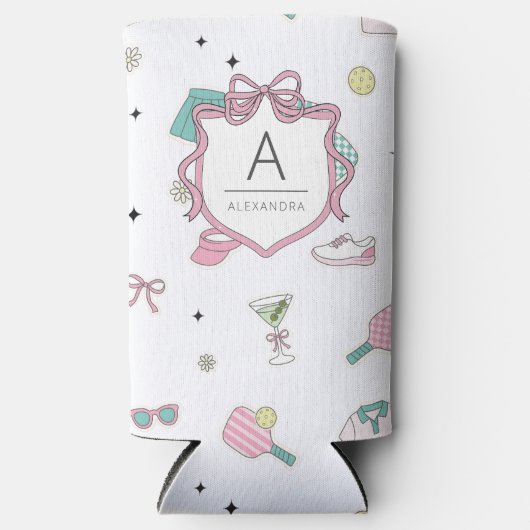 Preppy Roze Monogram Pickleball Cadeau voor Haar (Voorkant)