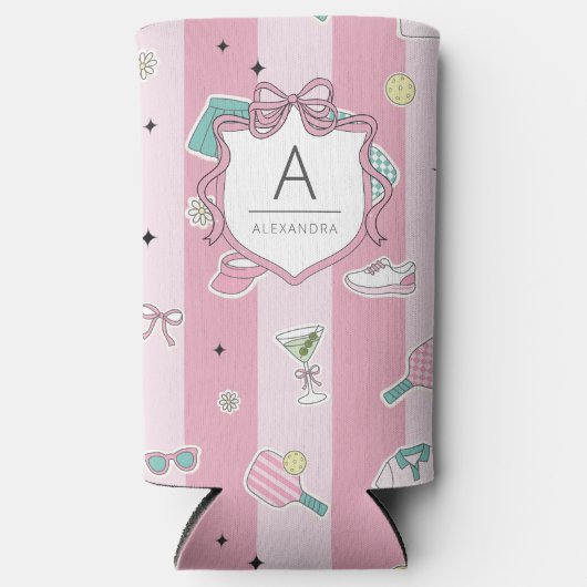 Preppy Roze Monogram Pickleball Cadeau voor Haar (Voorkant)
