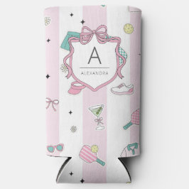Preppy Roze Monogram Pickleball Gift voor haar