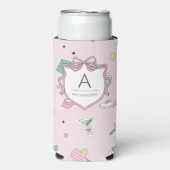 Preppy Roze Monogram Pickleball Gift voor haar (Seltzer Voorkant)